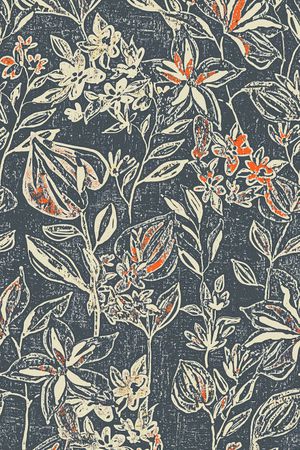 手绘花卉印花华亿平台图片