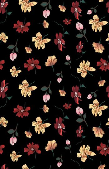 手绘花卉印花华亿平台图片