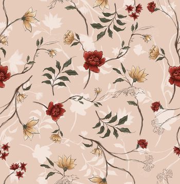 手绘花卉印花华亿平台图片