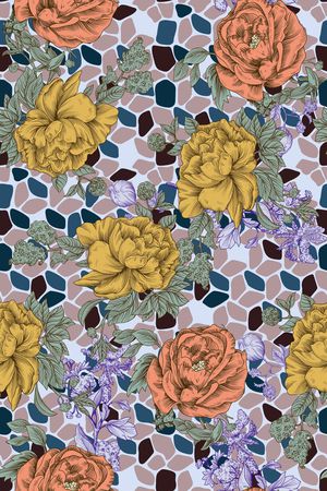 抽象花卉印花华亿平台图片