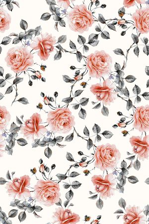 水彩花卉印花华亿平台图片