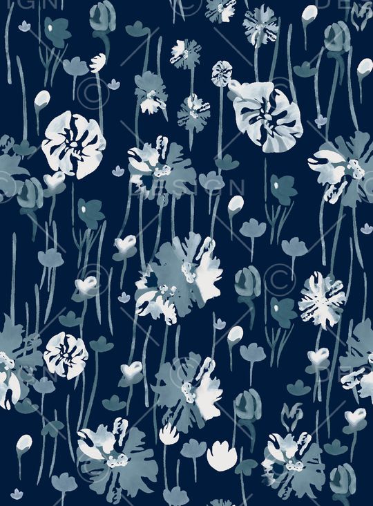 水彩花卉印花华亿平台图片