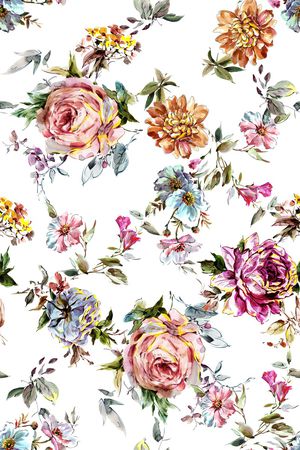 水彩花卉印花华亿平台图片