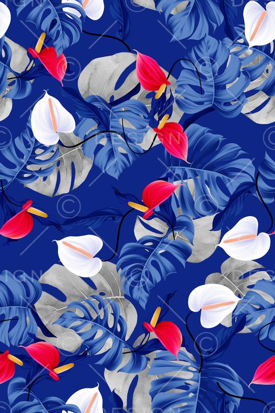 热带叶子印花华亿平台图片