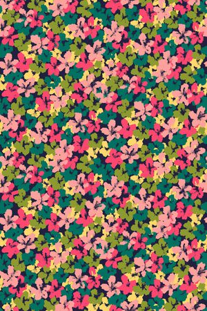 黑底花卉印花华亿平台图片