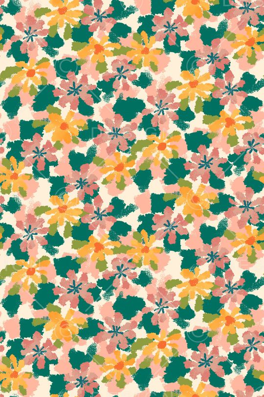 清爽底花卉印花华亿平台图片