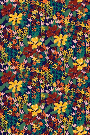 黑底花卉印花华亿平台图片