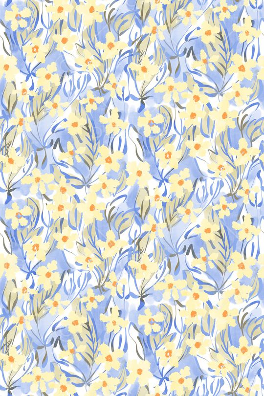 清爽底花卉印花华亿平台图片