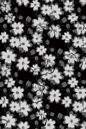 黑底花卉印花华亿平台图片