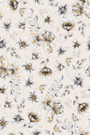 手绘花卉印花华亿平台图片