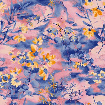 手绘花卉印花华亿平台图片