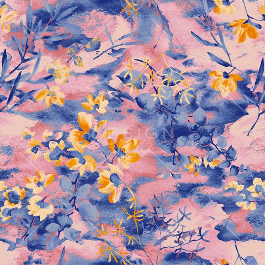 手绘花卉印花华亿平台图片