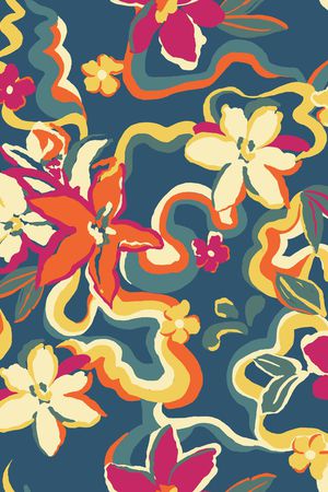 手绘花卉印花华亿平台图片