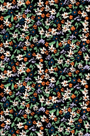 黑底花卉印花华亿平台图片