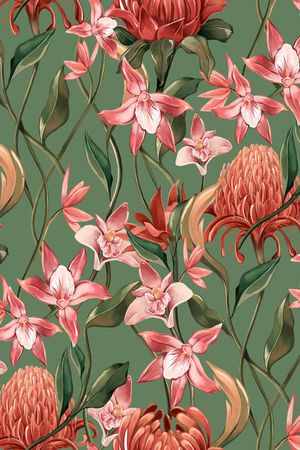 手绘花卉印花华亿平台图片