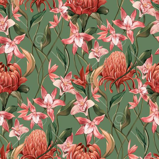 手绘花卉印花华亿平台图片