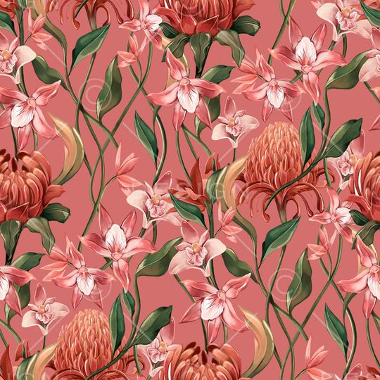 手绘花卉印花华亿平台图片