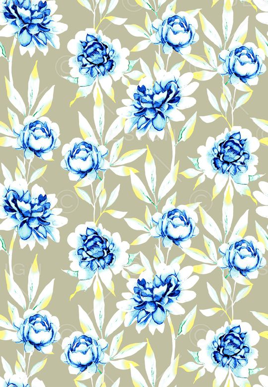 水彩花卉印花华亿平台图片