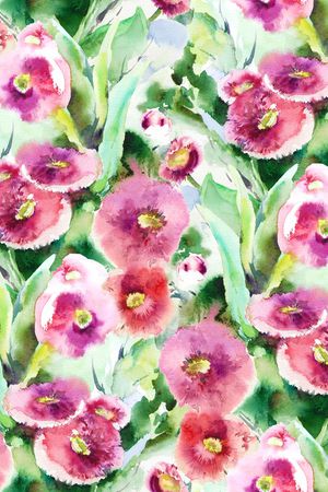 水彩花卉印花华亿平台图片