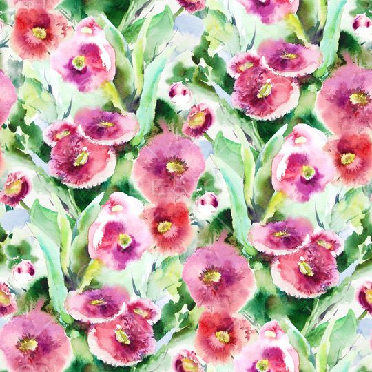 水彩花卉印花华亿平台图片