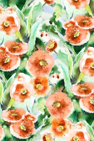 水彩花卉印花华亿平台图片