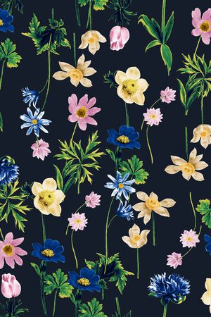 手绘花卉印花华亿平台图片