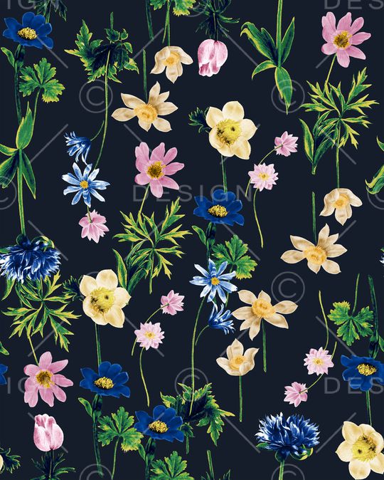 手绘花卉印花华亿平台图片