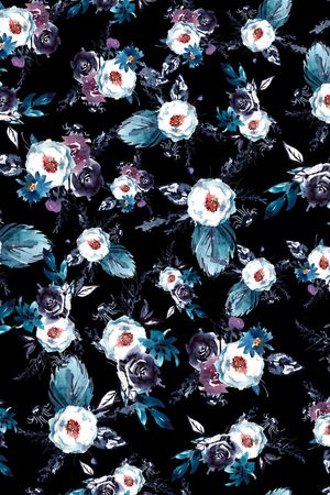 手绘花卉印花华亿平台图片