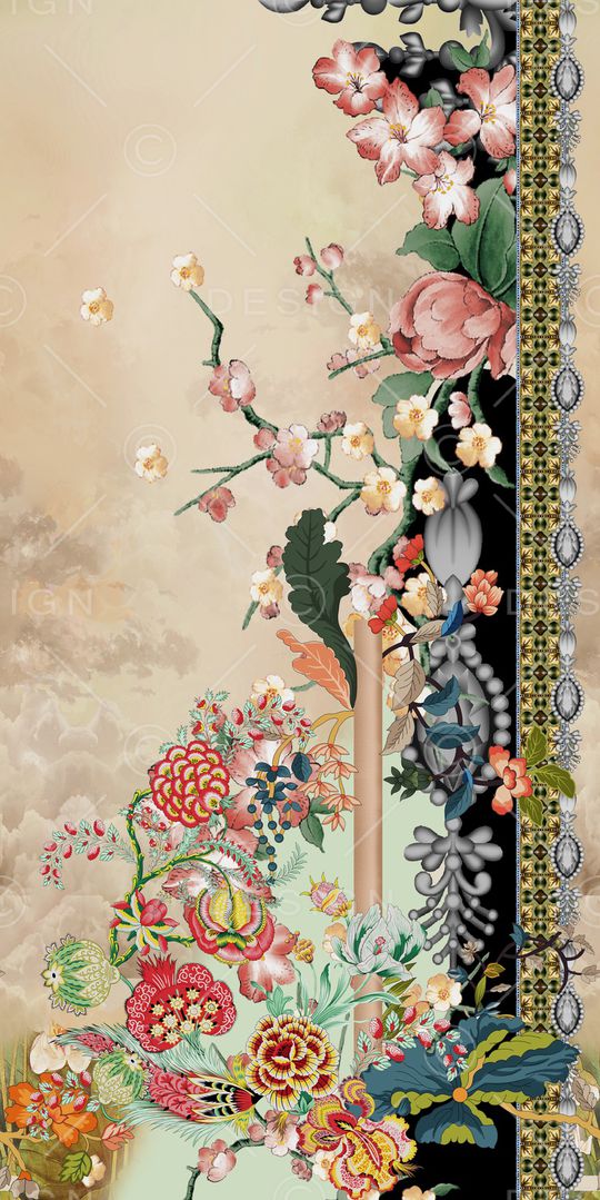 民族花卉印花华亿平台图片