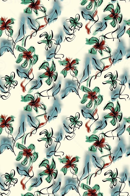 清爽底花卉印花华亿平台图片