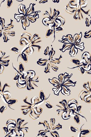 手绘花卉印花华亿平台图片