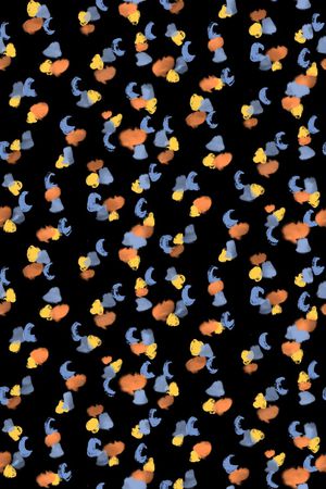 黑底花卉印花华亿平台图片