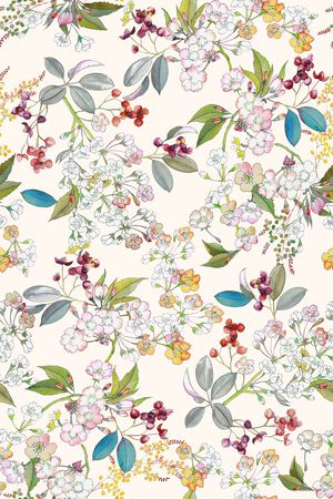 手绘花卉印花华亿平台图片