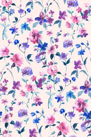 水彩花卉印花华亿平台图片