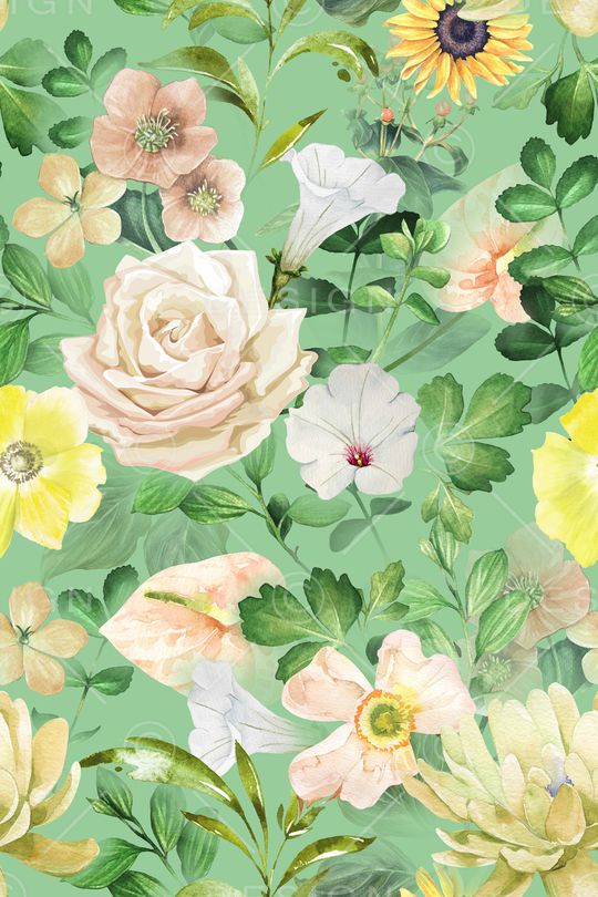 手绘大花印花华亿平台图片