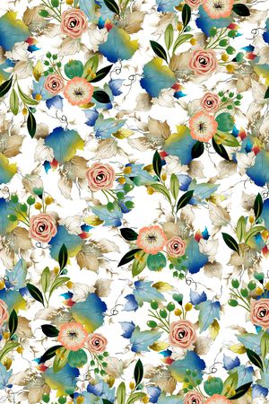 水彩花卉印花华亿平台图片