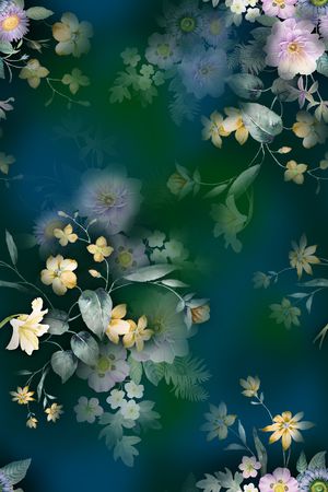 手绘花卉印花华亿平台图片