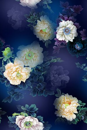 手绘花卉印花华亿平台图片