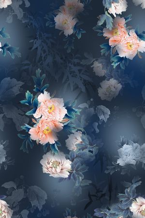 手绘花卉印花华亿平台图片