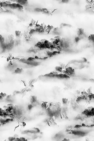 仙鹤印花华亿平台图片