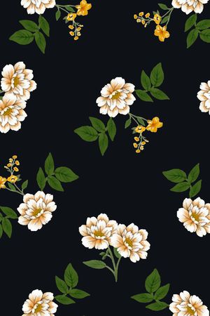 黑底花卉印花华亿平台图片