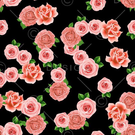 黑底花卉印花华亿平台图片