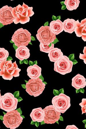 黑底花卉印花华亿平台图片