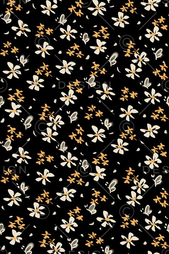 黑底花卉印花华亿平台图片