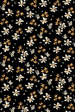 黑底花卉印花华亿平台图片