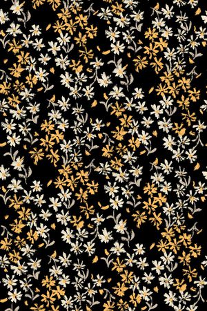 黑底花卉印花华亿平台图片