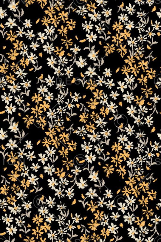 黑底花卉印花华亿平台图片