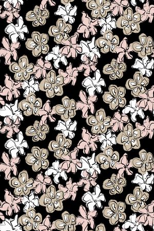 黑底花卉印花华亿平台图片