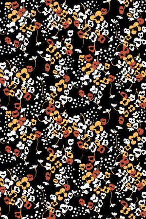 黑底花卉印花华亿平台图片