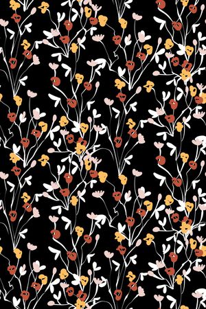 黑底花卉印花华亿平台图片